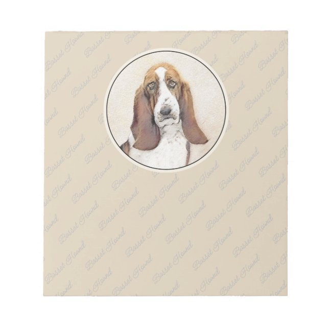 Bloc-note Basset Hound Peinture - Cute Original Chien Art (Devant)