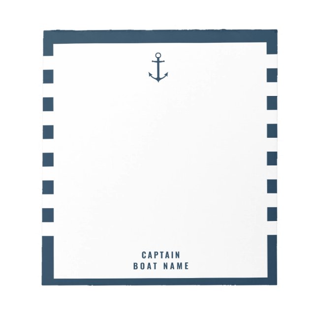 Bloc-note Bateau de capitaine sur mesure Ancre nautique (Devant)