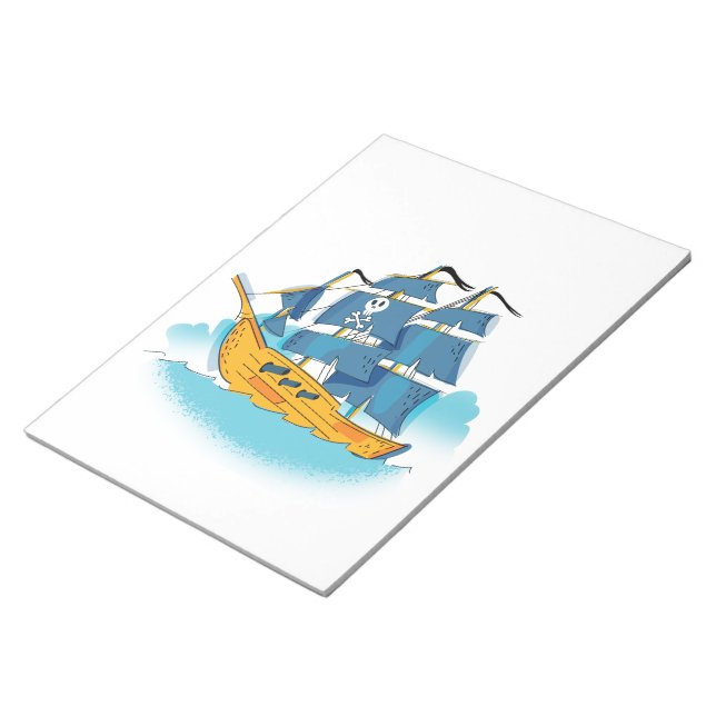Bloc-note Bateau de pirate de dessin animé mignon (Incliné)