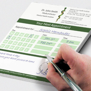 Bloc-note Bâton d'or vert d'Asclepius Rendez-vous Médicale