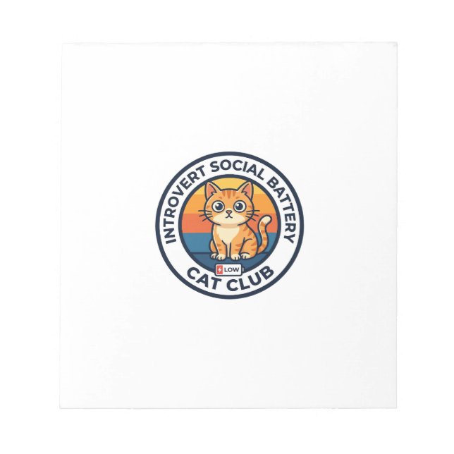 Bloc-note Batterie sociale d'introverti Chat Mignon Kitty De (Devant)