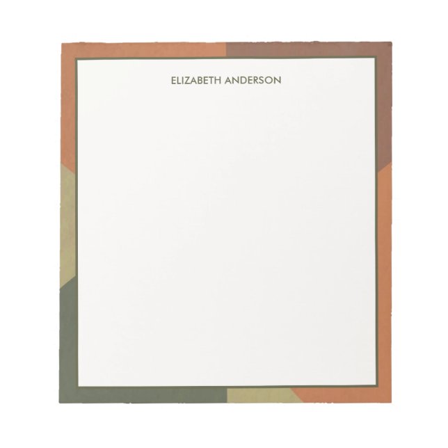 Bloc-note Bauhaus Terracotta Green Abstract Personalized (Devant)