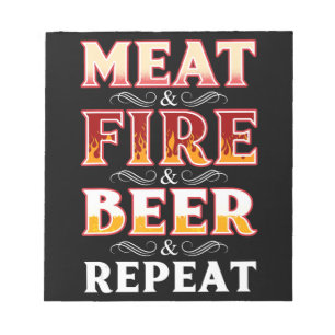 Bloc-note BBQ   BBQ Grill Fumer Viande Feu Bière Répétition