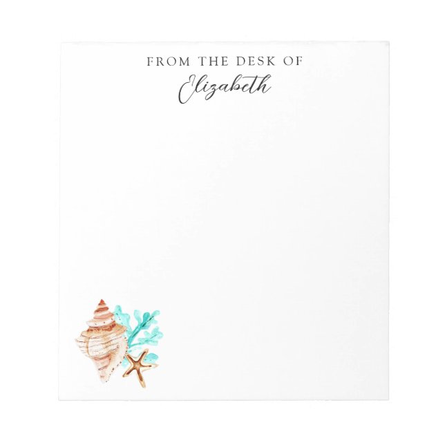 Bloc-note Beach Coastal Seashells Tropical From the Desk Of (Devant)