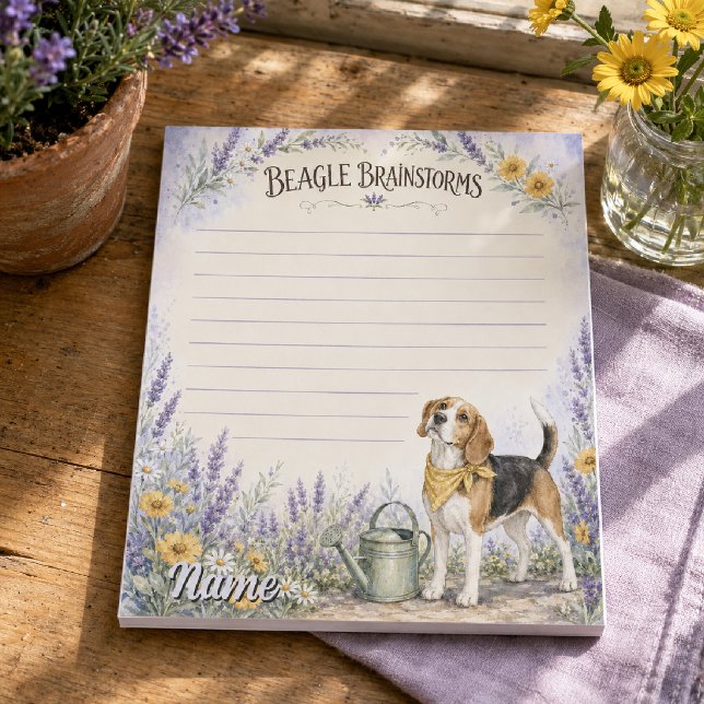 Bloc-note Beagle Brainstorms Aquarelle Florale (Créateur téléchargé)