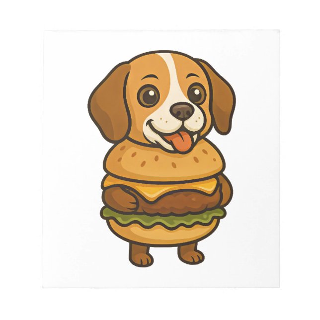 Bloc-note Beagle drôle avec Burger Créature mythique drôle (Devant)