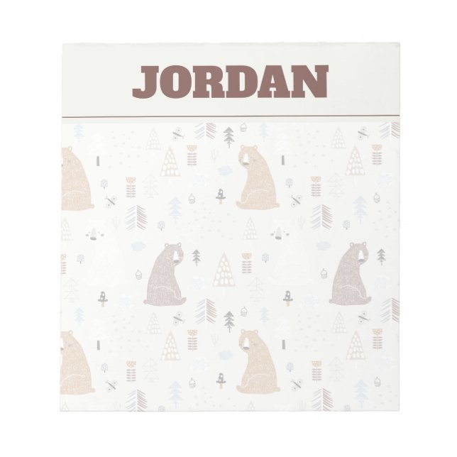 Bloc-note Bears mignonne dans le Motif Woods (Devant)