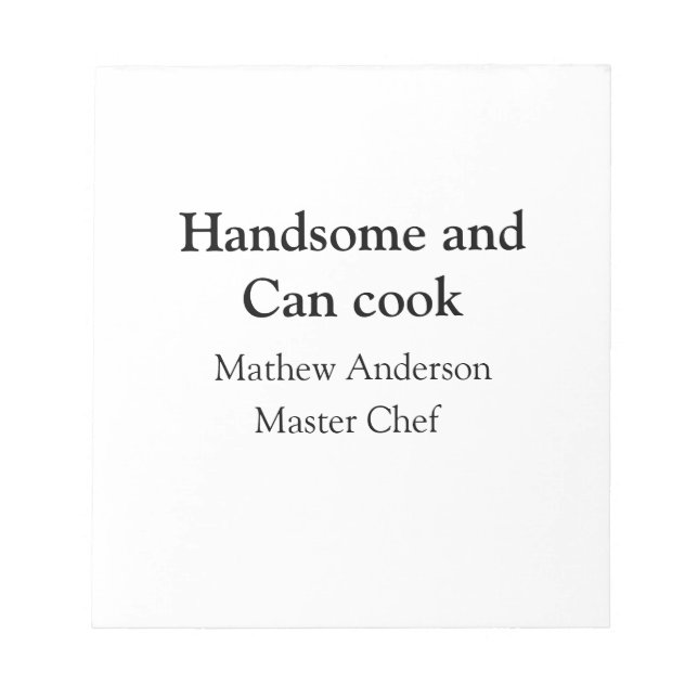 Bloc-note Beau et peut cuisiner ajouter nom master chef date (Devant)