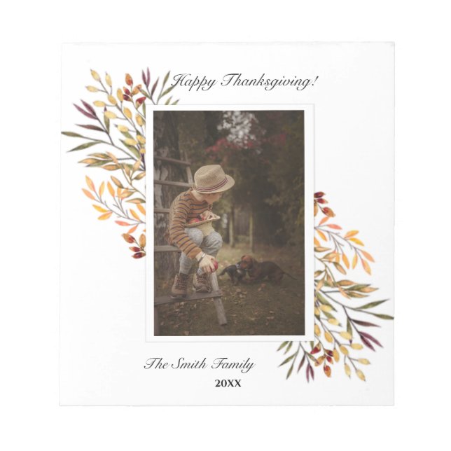 Bloc-note Beau feuillage d'automne Thanksgiving Photo Notepa (Devant)