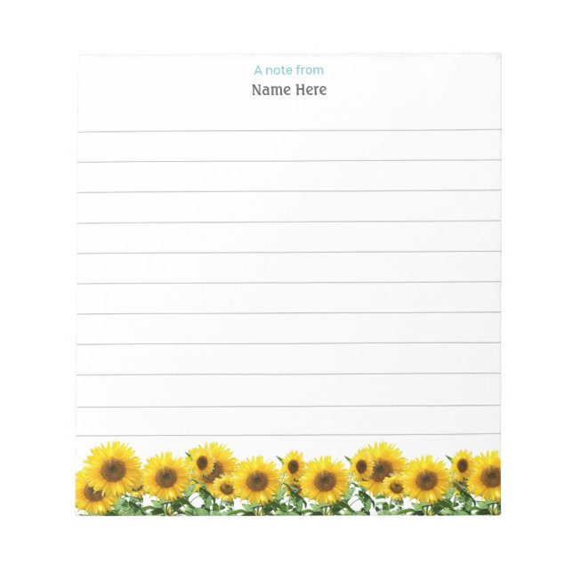 Bloc-note Beaux Tournesols Cahier ligné (Devant)