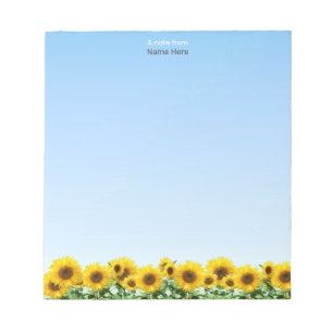 Bloc-note Beaux tournesols sur un cahier simple bleu ciel