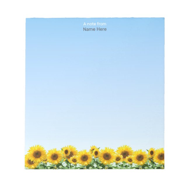Bloc-note Beaux tournesols sur un cahier simple bleu ciel (Devant)