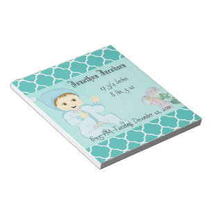 Bloc-note Bébé bébé garçon en bleu avec fleurs