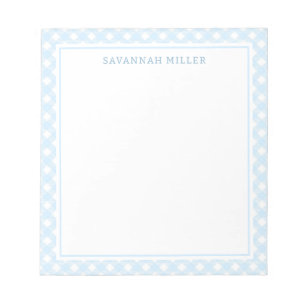 Bloc-note Bébé bleu et blanc En vichy Motif élégant