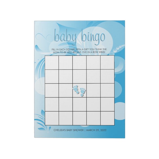 Bloc-note Bébé doux Florid Bokeh bleu | Baby Boy Shower (Tourné)