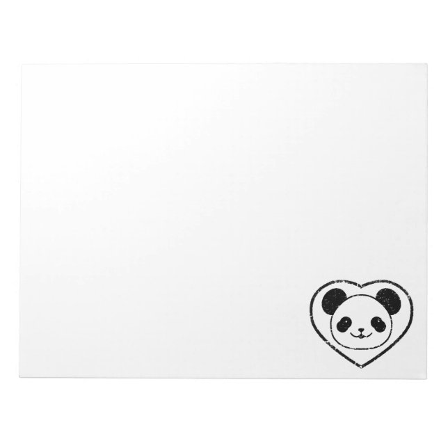 Bloc-note Bébé En Caoutchouc Panda Ours Et Coeur (Devant)