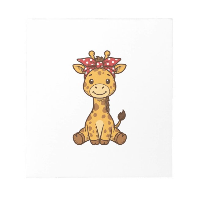 Bloc-note Bébé girafe mignon avec noeud papillon Design vect (Devant)
