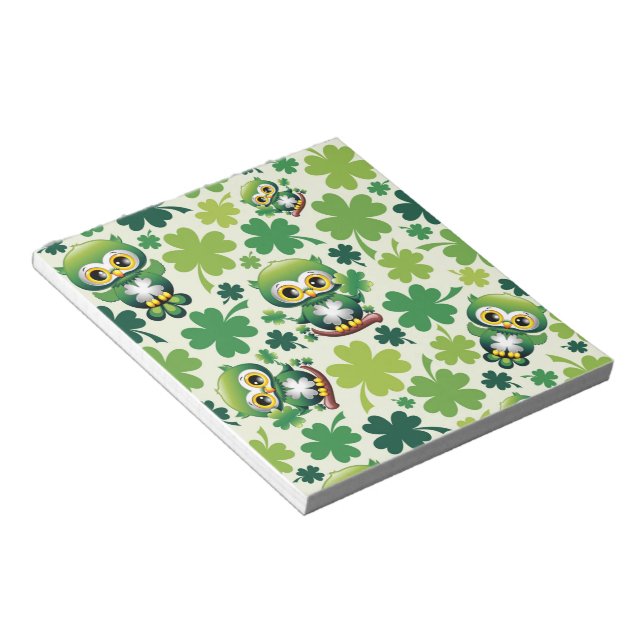 Bloc-note Bébé Hibou Mignon St Patrick Dessin Animé (Incliné)
