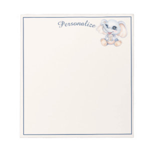 Bloc-note Bébé mignon Eléphant gris rose pâle Personnalisé