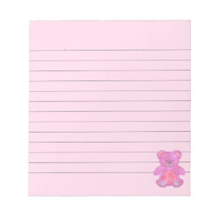 Bloc-note Bébé mignon Ours En Rose Personnalisé