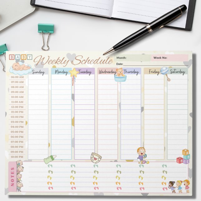 Bloc-note Bébé Planificateur hebdomadaire Calendrier Pastel  (Créateur téléchargé)