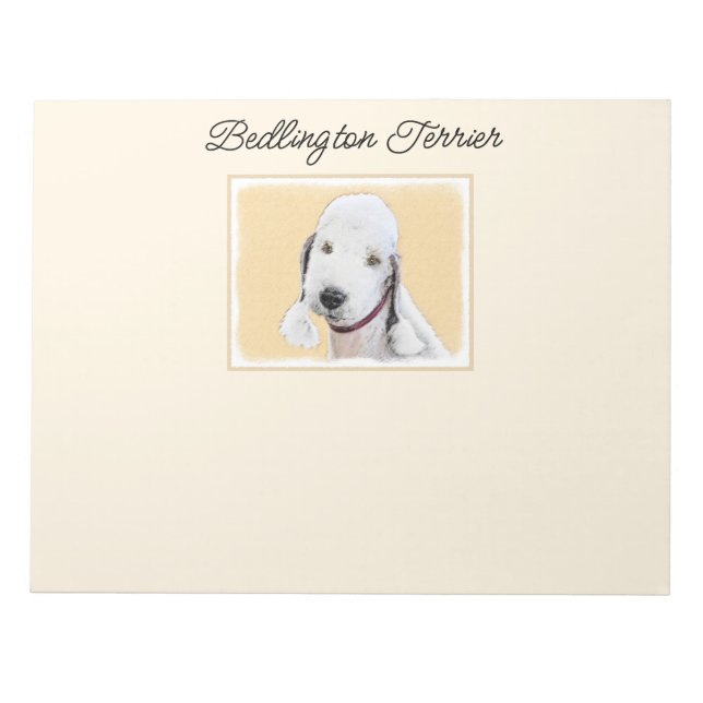 Bloc-note Bedlington Terrier Peinture - Art Chien original (Devant)