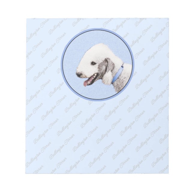 Bloc-note Bedlington Terrier Peinture - Art Chien original (Devant)
