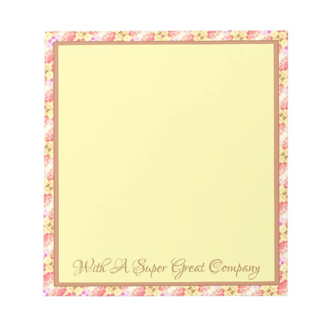 Bloc-note Beige avec rose et jaune doux (Devant)
