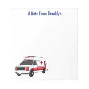 Bloc-note Belle ambulance rouge caricature van