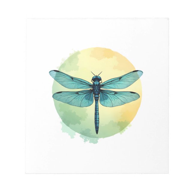 Bloc-note Belle Art Aquarelle Libellule Verte Insecte Lo (Devant)