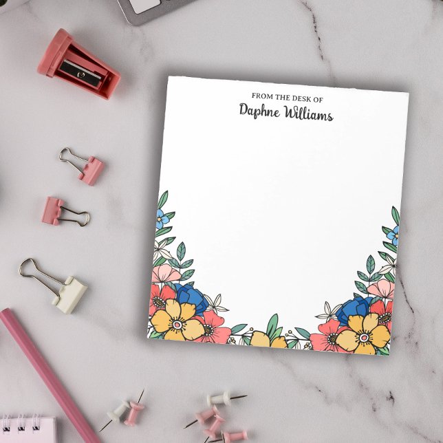 Bloc-note Belle florale de corail jaune du bureau de (Créateur téléchargé)