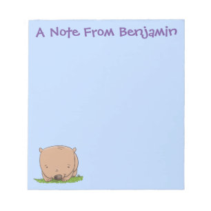 Bloc-note Belle illustration de dessin animé de bébé wombat