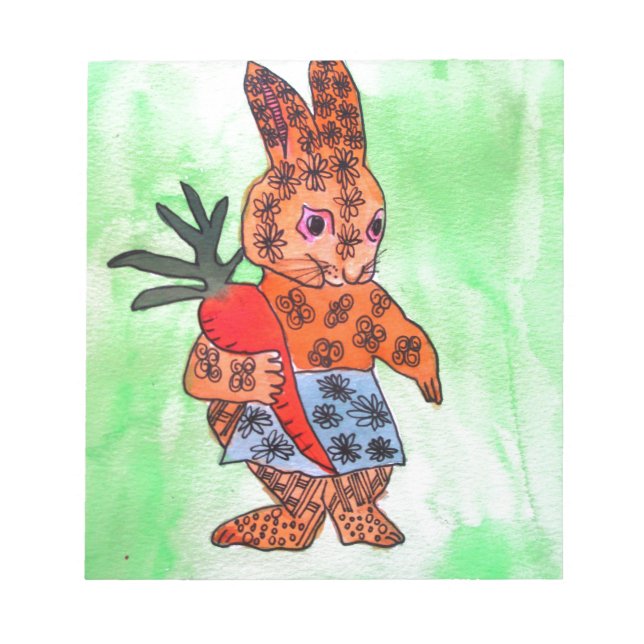 Bloc-note Belle illustration de lapin de Pâques avec carotte (Devant)