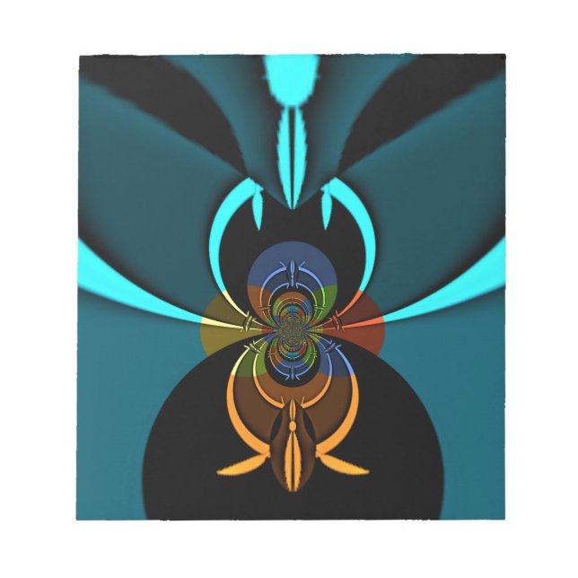 Bloc-note Belle impression Cyan Abstrait Art (Devant)