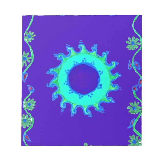 Bloc-note Belle Iridescente Blue Floral Art peinture à l'hui (Devant)