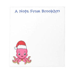 Bloc-note Belle pieuvre joyeuse en casquette de Noël