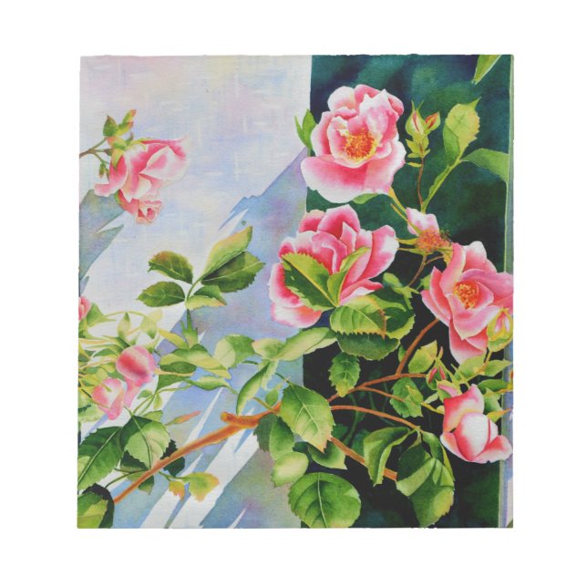 Bloc-note Belle rose rose rouge roses blanc aquarelle floral (Devant)