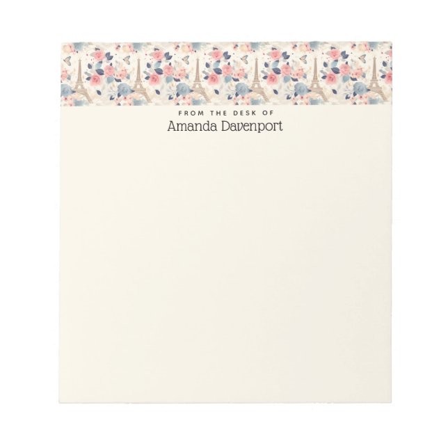 Bloc-note Belles Fleurs et Tour Eiffel Paris (Devant)