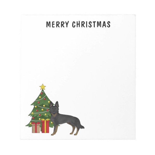 Bloc-note Berger Allemand Bi-Noir Arbre de Noël Festif (Devant)