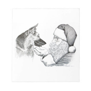 Bloc-note Berger allemand et Père Noël