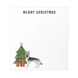 Bloc-note Berger Allemand Gris Argent Arbre de Noël Festif