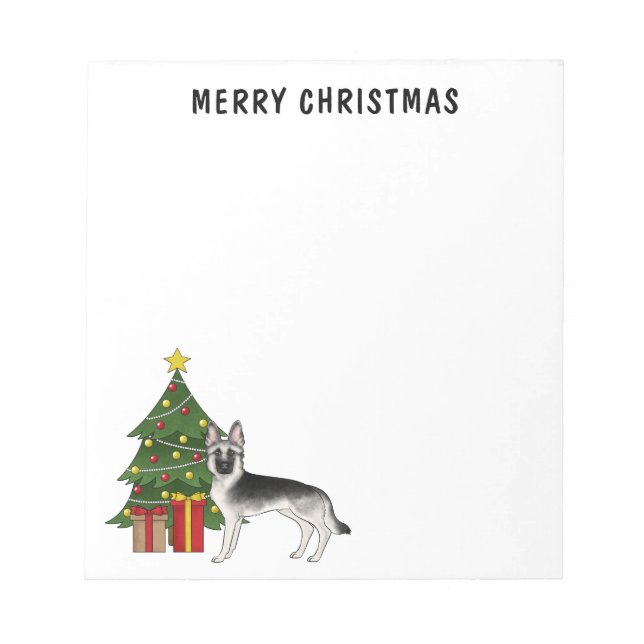 Bloc-note Berger Allemand Gris Argent Arbre de Noël Festif (Devant)