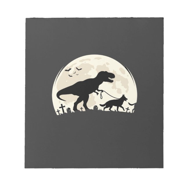 Bloc-note Berger Allemand Halloween Dinosaure Silhouette Lun (Devant)