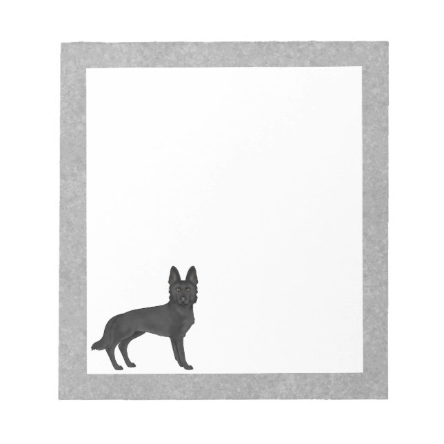 Bloc-note Berger Allemand Noir Chien GSD Dessin Animé Mignon (Devant)
