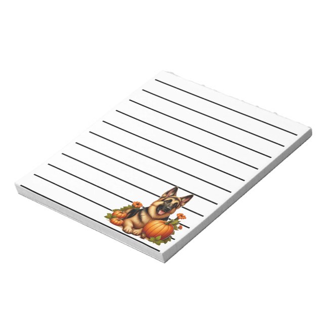 Bloc-note Berger allemand reposant avec Citrouilles et fleur (Tourné)