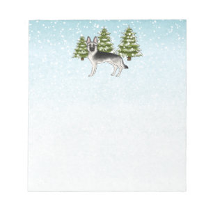 Bloc-note Berger Allemand Silver Sable Forêt enneigée d'hive