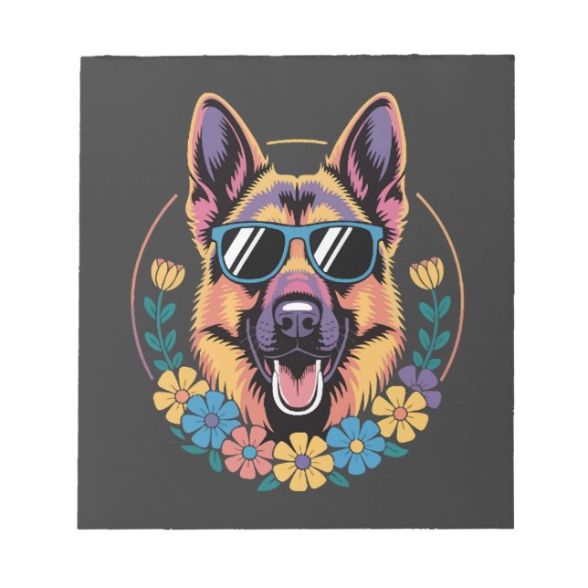 Bloc-note Berger allemand tendance dans un style floral (Devant)