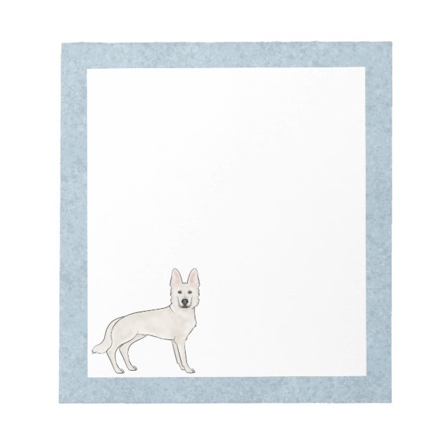 Bloc-note Berger blanc blanc blanc GSD Cartoon Chien bleu (Devant)