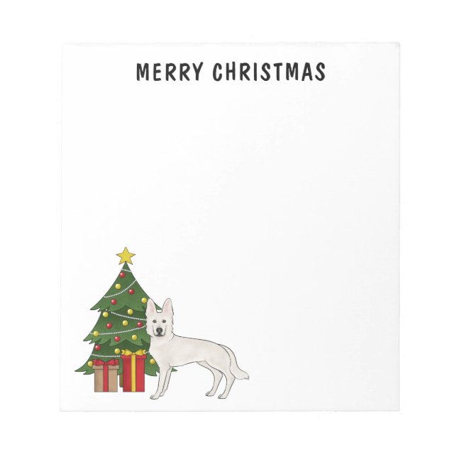 Bloc-note Berger Blanc Suisse Blanc GSD Sapin de Noël (Devant)