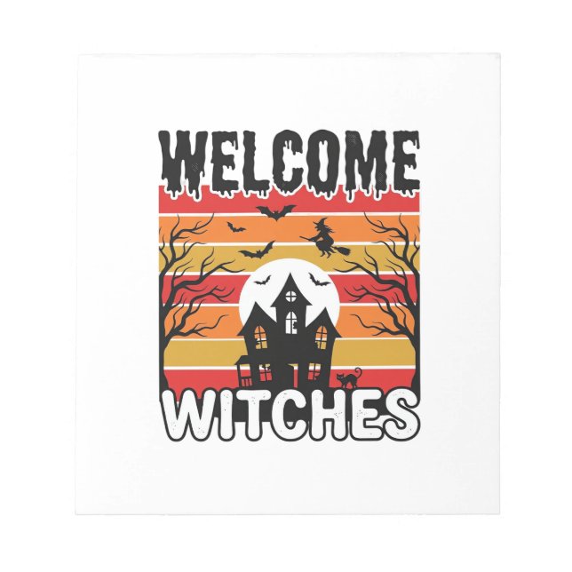 Bloc-note Bienvenue sorcières design de gravure Halloween vi (Devant)